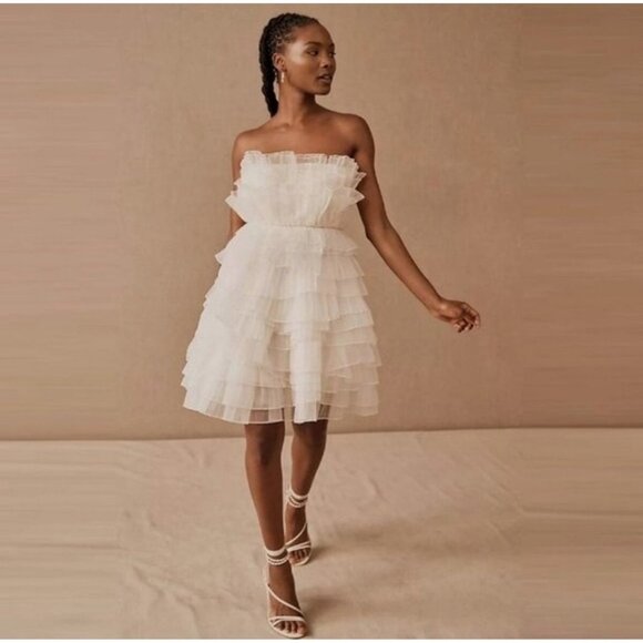 BHLDN Dresses & Skirts - NWT BHLDN Huntington Ruffle Strapless Bridal Mini Dress